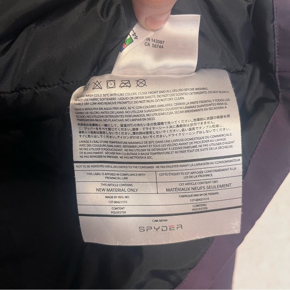 Spyder Women's Plum and Charcoal Hooded Ski Jacket - Picture 4 of 5